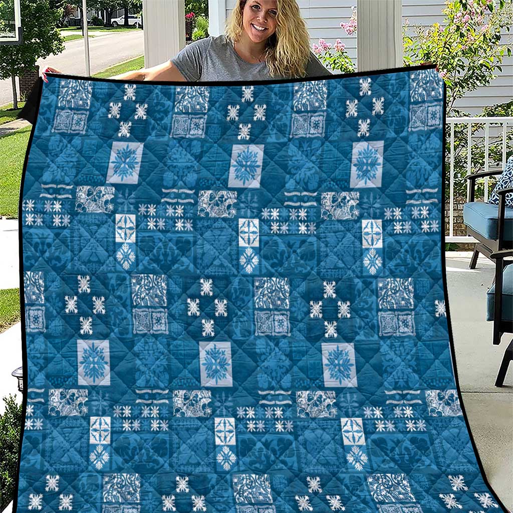 Vintage Hawaiian Quilting Patterns Quilt Blue Style Tribal Fabric Patchwork LT9 Blue - Polynesian Pride