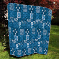 Vintage Hawaiian Quilting Patterns Quilt Blue Style Tribal Fabric Patchwork LT9 - Polynesian Pride