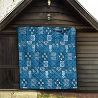 Vintage Hawaiian Quilting Patterns Quilt Blue Style Tribal Fabric Patchwork LT9 - Polynesian Pride