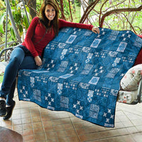 Vintage Hawaiian Quilting Patterns Quilt Blue Style Tribal Fabric Patchwork LT9 - Polynesian Pride