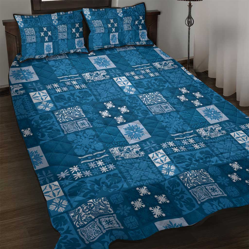 Vintage Hawaiian Quilting Patterns Quilt Bed Set Blue Style Tribal Fabric Patchwork LT9 Blue - Polynesian Pride