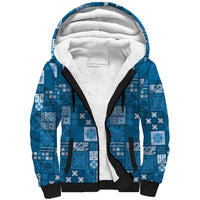 Vintage Hawaiian Quilting Patterns Sherpa Hoodie Blue Style Tribal Fabric Patchwork LT9 Unisex Blue - Polynesian Pride