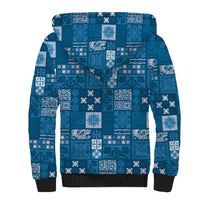 Vintage Hawaiian Quilting Patterns Sherpa Hoodie Blue Style Tribal Fabric Patchwork LT9 - Polynesian Pride