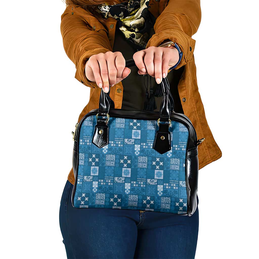 Vintage Hawaiian Quilting Patterns Shoulder Handbag Blue Style Tribal Fabric Patchwork LT9 One Size Blue - Polynesian Pride