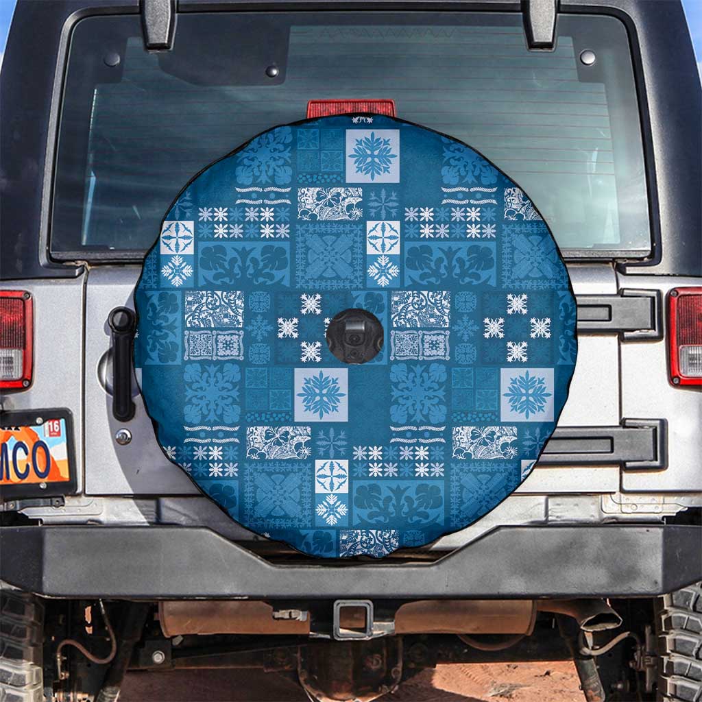 Vintage Hawaiian Quilting Patterns Spare Tire Cover Blue Style Tribal Fabric Patchwork LT9 Blue - Polynesian Pride