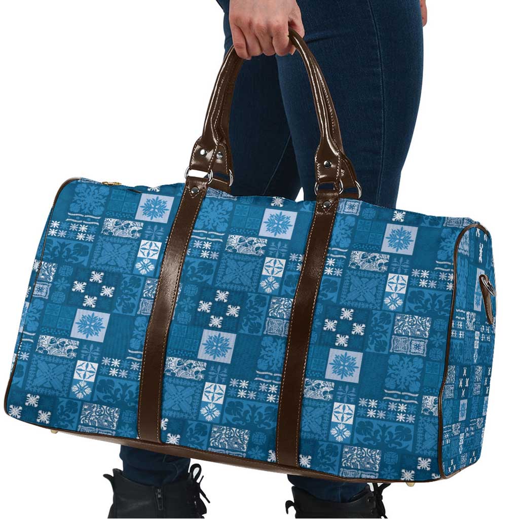 Vintage Hawaiian Quilting Patterns Travel Bag Blue Style Tribal Fabric Patchwork LT9 - Polynesian Pride