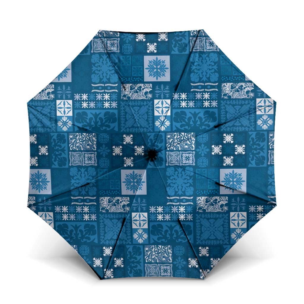 Vintage Hawaiian Quilting Patterns Umbrella Blue Style Tribal Fabric Patchwork LT9 One Size Folded 11.42 inch Opened Diameter 37.4 inch Blue - Polynesian Pride