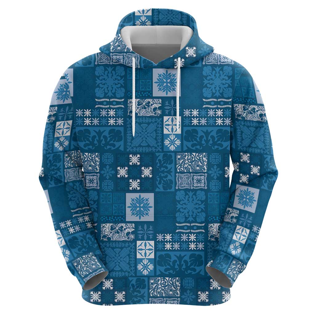 Vintage Hawaiian Quilting Patterns Zip Hoodie Blue Style Tribal Fabric Patchwork LT9 - Polynesian Pride