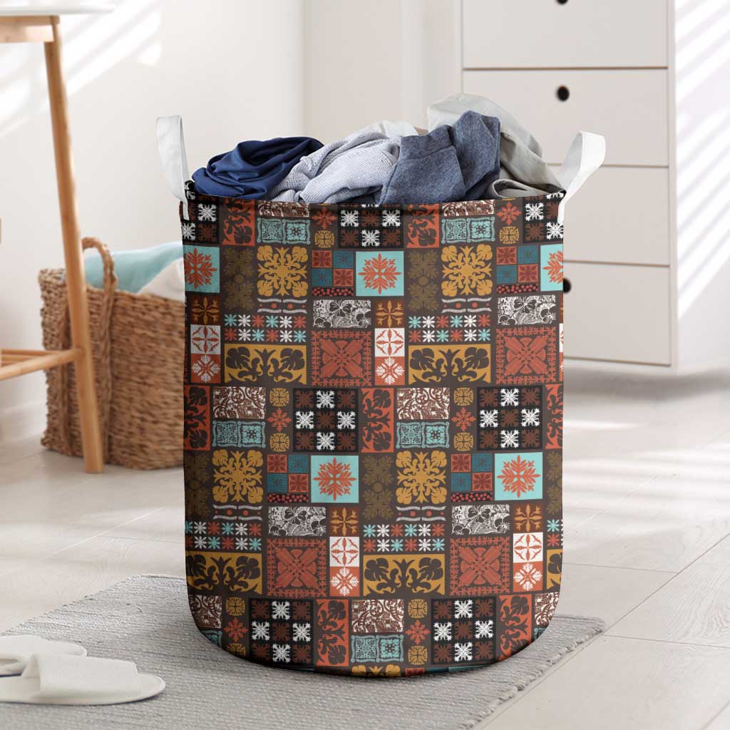 Vintage Hawaiian Quilting Patterns Laundry Basket Brown Style Tribal Fabric Patchwork LT9 Brown - Polynesian Pride
