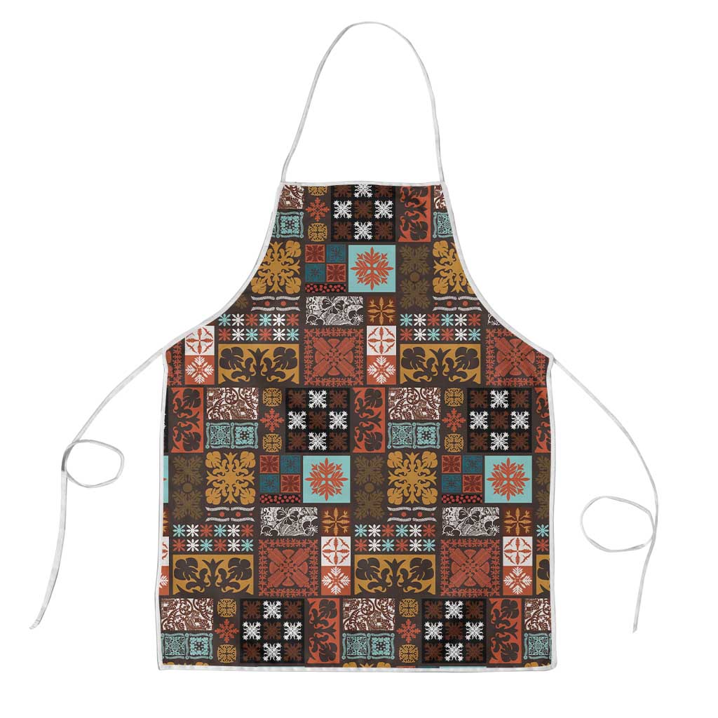 Vintage Hawaiian Quilting Patterns Apron Brown Style Tribal Fabric Patchwork LT9 Brown - Polynesian Pride