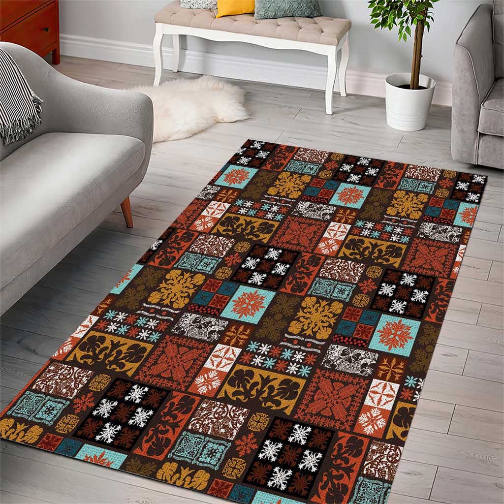 Vintage Hawaiian Quilting Patterns Area Rug Brown Style Tribal Fabric Patchwork LT9 - Polynesian Pride