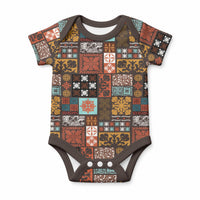 Vintage Hawaiian Quilting Patterns Baby Onesie Brown Style Tribal Fabric Patchwork LT9 Brown - Polynesian Pride