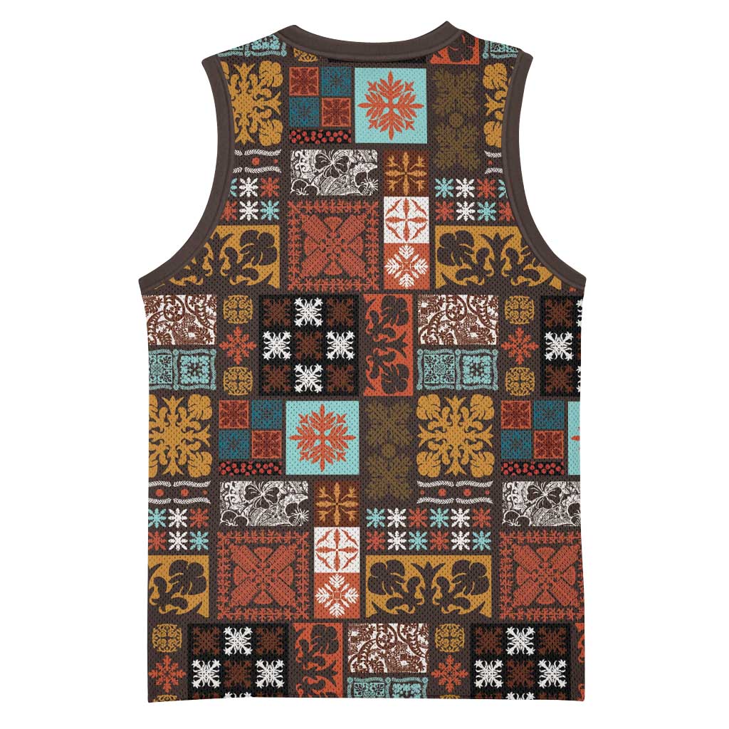 Vintage Hawaiian Quilting Patterns Basketball Jersey Brown Style Tribal Fabric Patchwork LT9 - Polynesian Pride