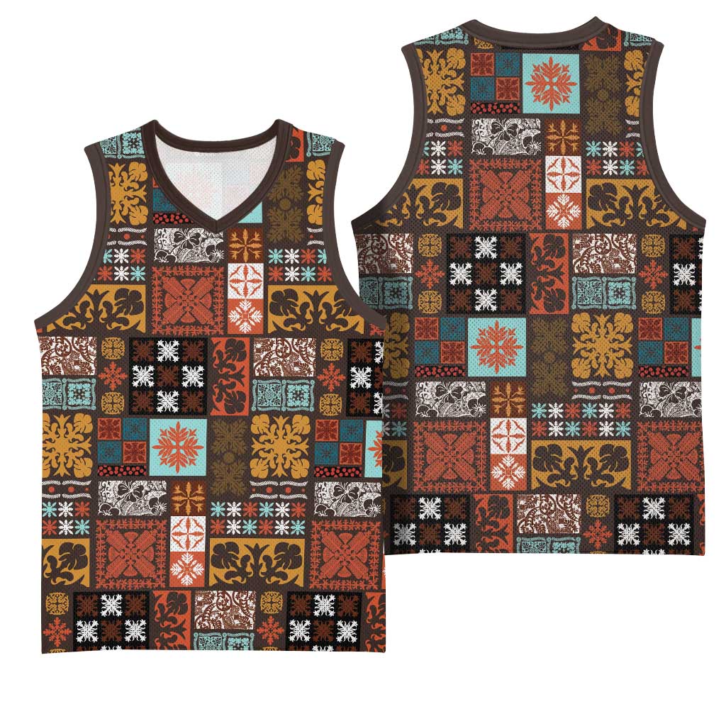 Vintage Hawaiian Quilting Patterns Basketball Jersey Brown Style Tribal Fabric Patchwork LT9 - Polynesian Pride