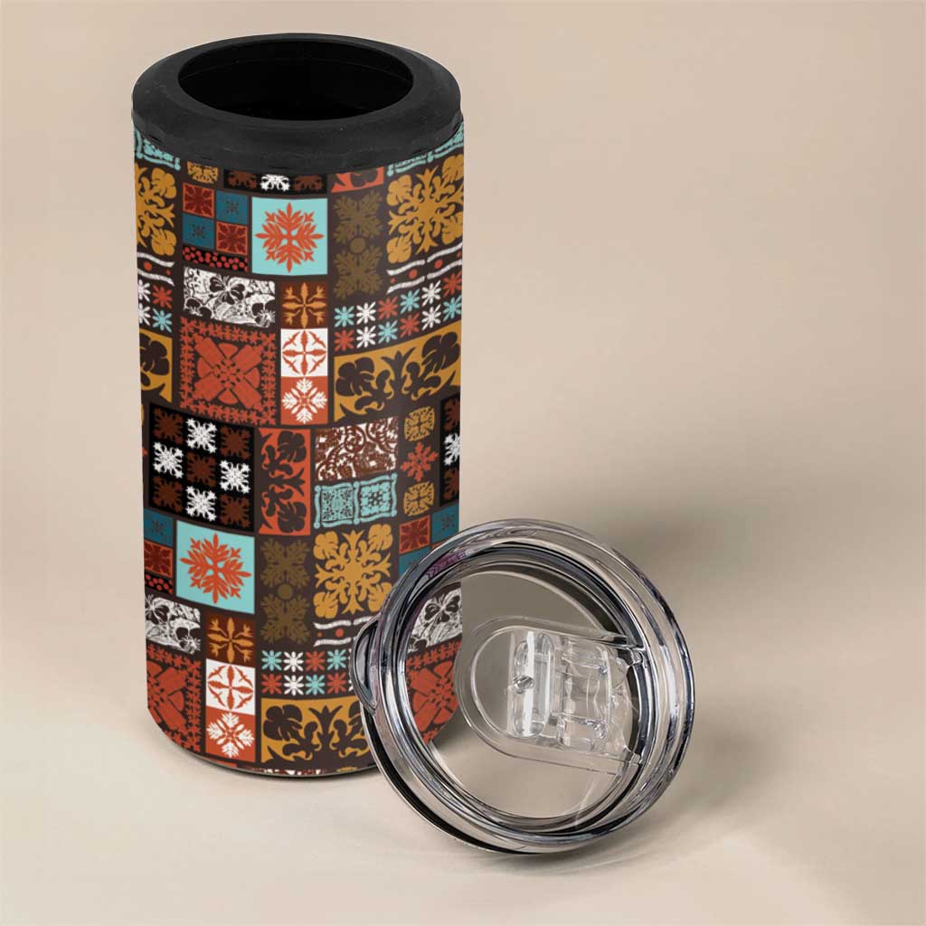 Vintage Hawaiian Quilting Patterns 4 in 1 Can Cooler Tumbler Brown Style Tribal Fabric Patchwork LT9 - Polynesian Pride