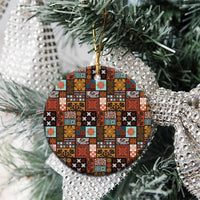 Vintage Hawaiian Quilting Patterns Ceramic Ornament Brown Style Tribal Fabric Patchwork LT9 - Polynesian Pride