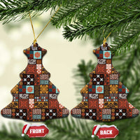 Vintage Hawaiian Quilting Patterns Ceramic Ornament Brown Style Tribal Fabric Patchwork LT9 Christmas Tree Brown - Polynesian Pride