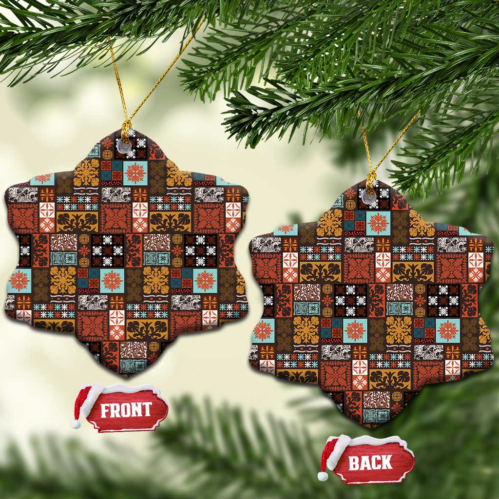 Vintage Hawaiian Quilting Patterns Ceramic Ornament Brown Style Tribal Fabric Patchwork LT9 Snow Flake Brown - Polynesian Pride