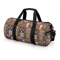 Vintage Hawaiian Quilting Patterns Duffle Bag Brown Style Tribal Fabric Patchwork LT9 - Polynesian Pride
