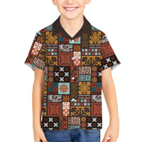 Vintage Hawaiian Quilting Patterns Kid Hawaiian Shirt Brown Style Tribal Fabric Patchwork LT9 Kid Brown - Polynesian Pride
