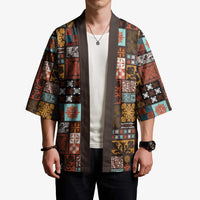Vintage Hawaiian Quilting Patterns Kimono Brown Style Tribal Fabric Patchwork LT9 - Polynesian Pride
