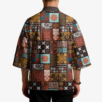 Vintage Hawaiian Quilting Patterns Kimono Brown Style Tribal Fabric Patchwork LT9 - Polynesian Pride
