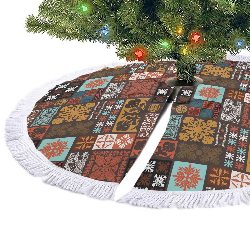 Vintage Hawaiian Quilting Patterns Tree Skirt Brown Style Tribal Fabric Patchwork LT9 - Polynesian Pride