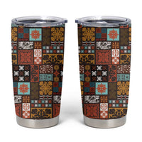 Vintage Hawaiian Quilting Patterns Tumbler Cup Brown Style Tribal Fabric Patchwork LT9 Brown - Polynesian Pride