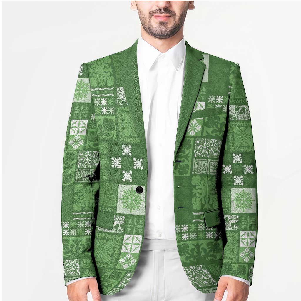 Vintage Hawaiian Quilting Patterns Blazer Green Style Tribal Fabric Patchwork LT9 - Polynesian Pride
