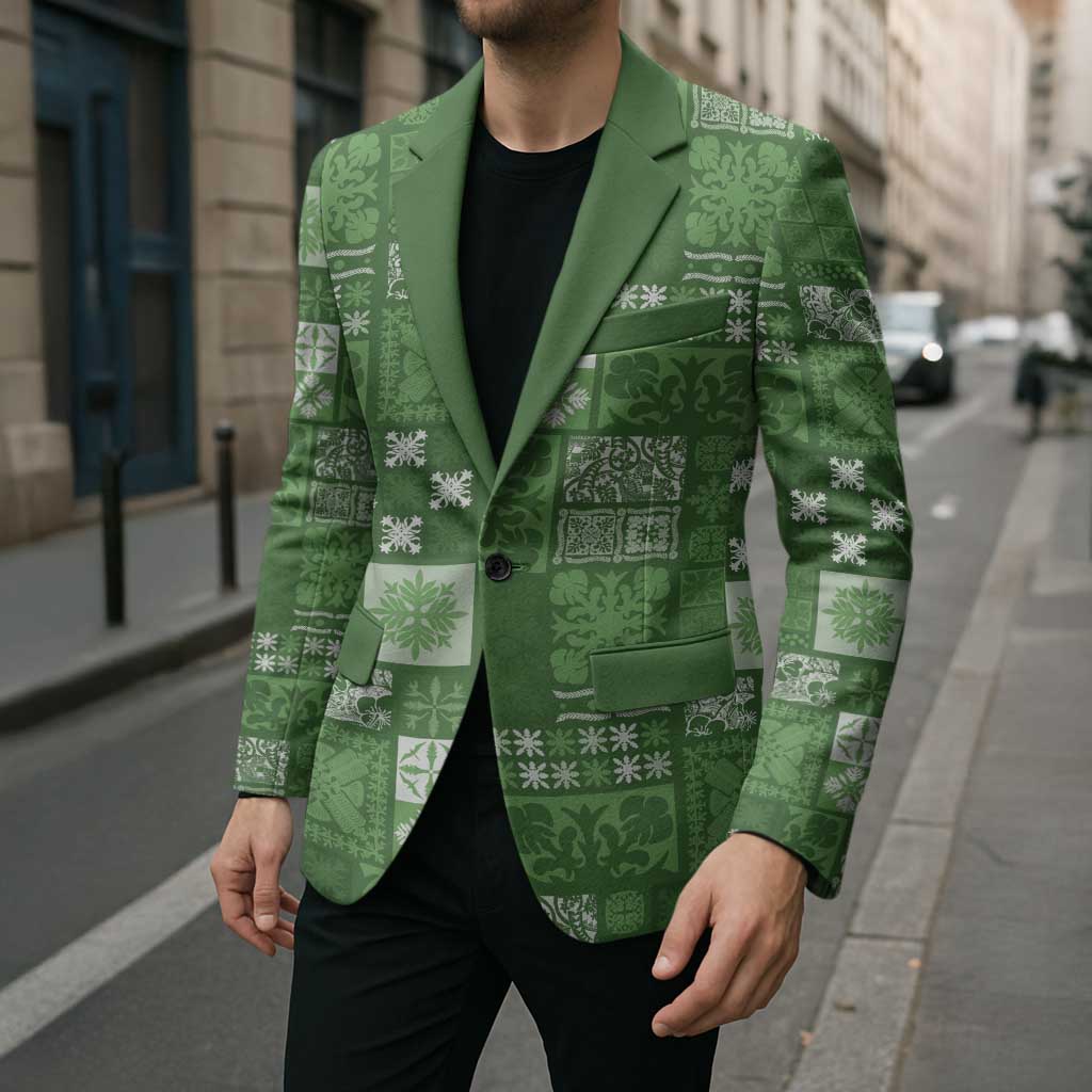 Vintage Hawaiian Quilting Patterns Blazer Green Style Tribal Fabric Patchwork LT9 - Polynesian Pride