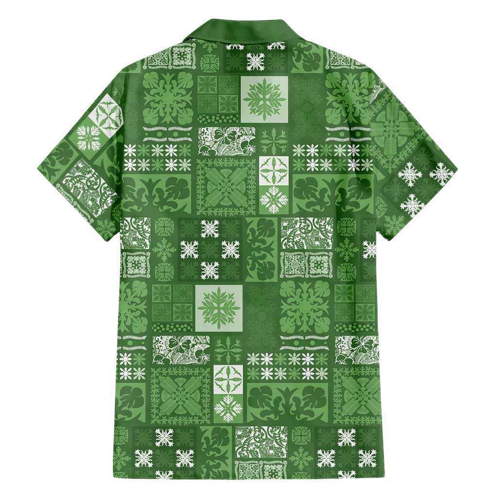 Vintage Hawaiian Quilting Patterns Hawaiian Shirt Green Style Tribal Fabric Patchwork LT9 - Polynesian Pride