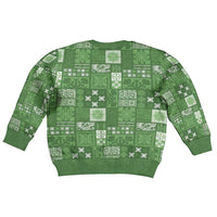 Vintage Hawaiian Quilting Patterns Kid Ugly Christmas Sweater Green Style Tribal Fabric Patchwork LT9 - Polynesian Pride