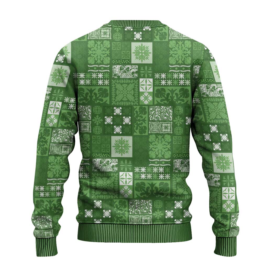 Vintage Hawaiian Quilting Patterns Ugly Christmas Sweater Green Style Tribal Fabric Patchwork LT9 - Polynesian Pride