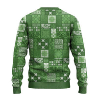 Vintage Hawaiian Quilting Patterns Ugly Christmas Sweater Green Style Tribal Fabric Patchwork LT9 - Polynesian Pride