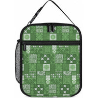 Vintage Hawaiian Quilting Patterns Lunch Bag Green Style Tribal Fabric Patchwork LT9 10.2 × 8.3 × 4.3 inch Green - Polynesian Pride