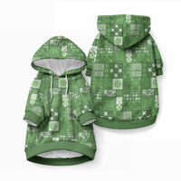 Vintage Hawaiian Quilting Patterns Pet Hoodie Green Style Tribal Fabric Patchwork LT9 Pullover Green - Polynesian Pride