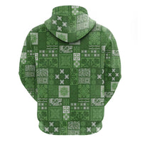 Vintage Hawaiian Quilting Patterns Zip Hoodie Green Style Tribal Fabric Patchwork LT9 - Polynesian Pride