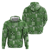 Vintage Hawaiian Quilting Patterns Zip Hoodie Green Style Tribal Fabric Patchwork LT9 - Polynesian Pride