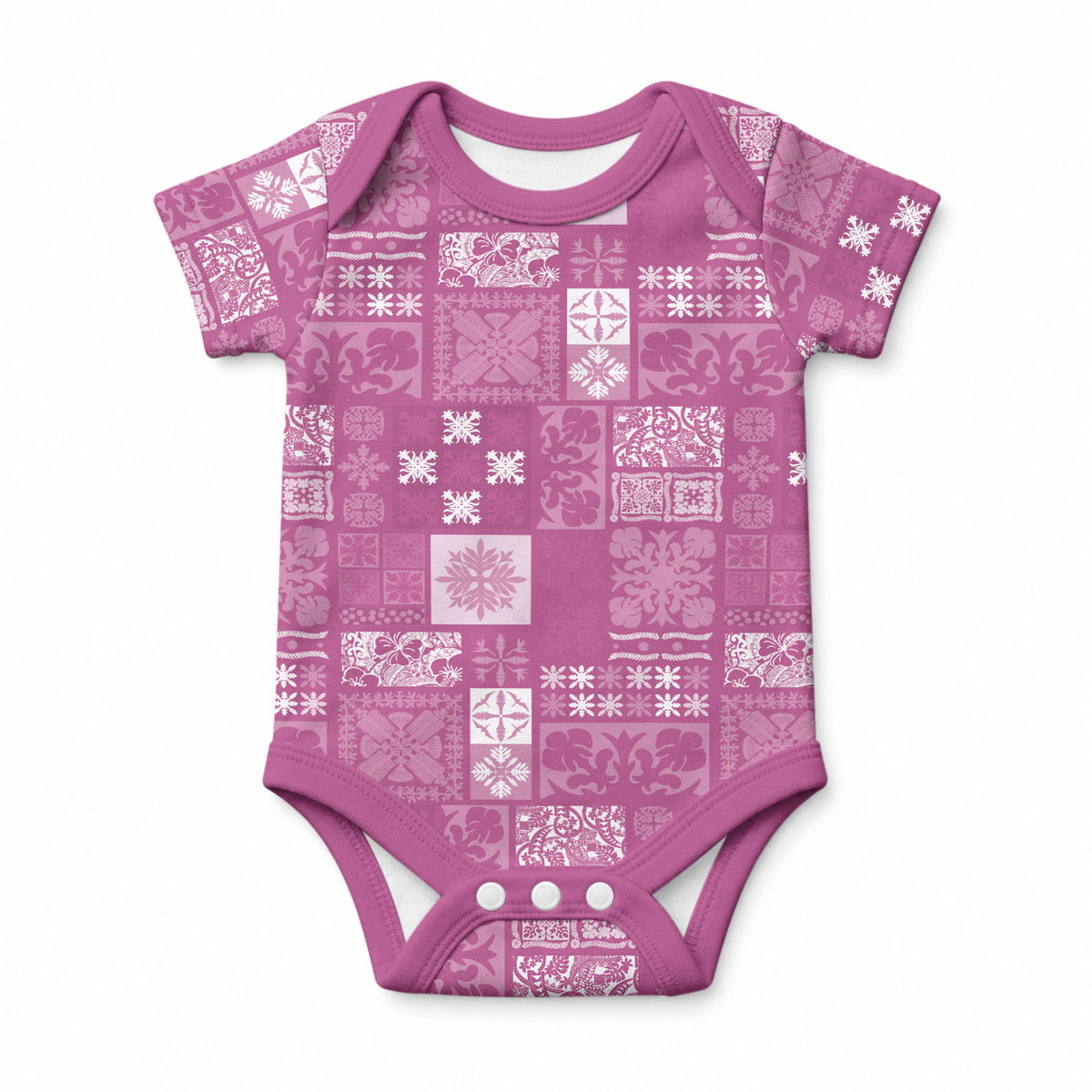 Vintage Hawaiian Quilting Patterns Baby Onesie Pink Style Tribal Fabric Patchwork LT9 Pink - Polynesian Pride