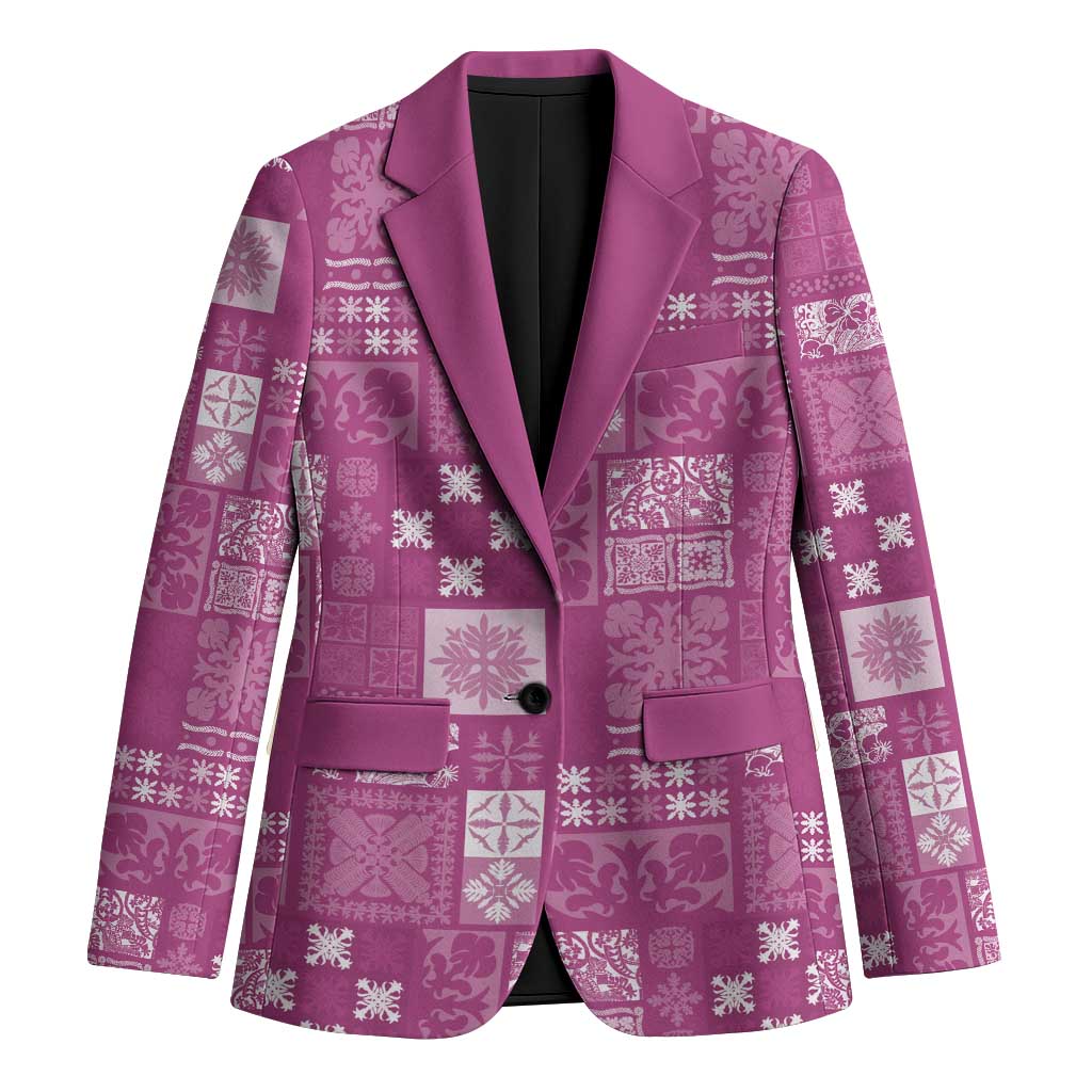 Vintage Hawaiian Quilting Patterns Blazer Pink Style Tribal Fabric Patchwork LT9 Unisex Pink - Polynesian Pride
