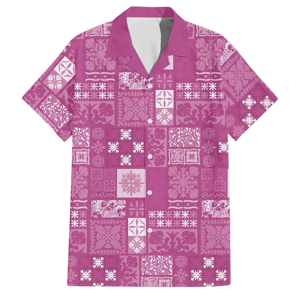 Vintage Hawaiian Quilting Patterns Hawaiian Shirt Pink Style Tribal Fabric Patchwork LT9 Pink - Polynesian Pride