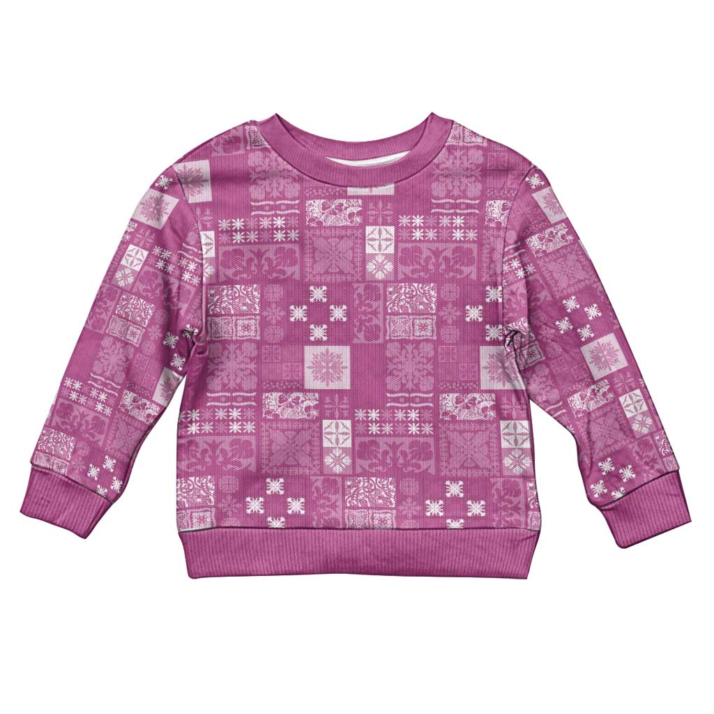 Vintage Hawaiian Quilting Patterns Kid Ugly Christmas Sweater Pink Style Tribal Fabric Patchwork LT9 Kid Pink - Polynesian Pride