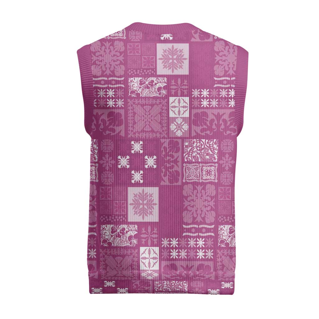 Vintage Hawaiian Quilting Patterns Christmas Knitted V-Neck Vest Pink Style Tribal Fabric Patchwork LT9 - Polynesian Pride