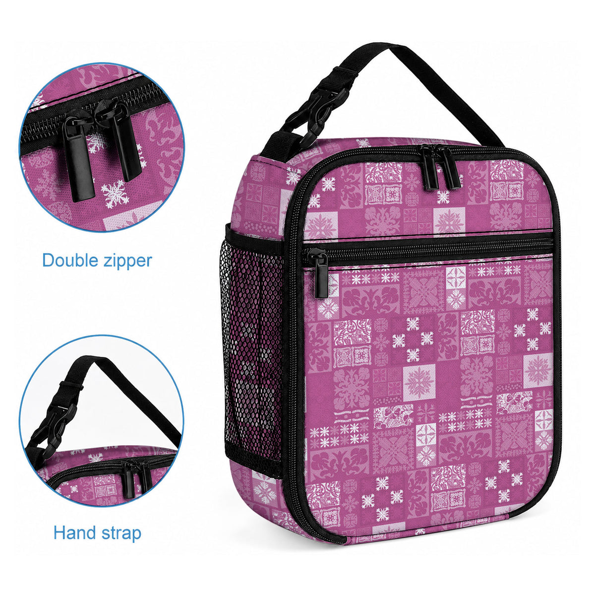 Vintage Hawaiian Quilting Patterns Lunch Bag Pink Style Tribal Fabric Patchwork LT9 - Polynesian Pride