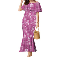 Vintage Hawaiian Quilting Patterns Mermaid Dress Pink Style Tribal Fabric Patchwork LT9 Women Pink - Polynesian Pride