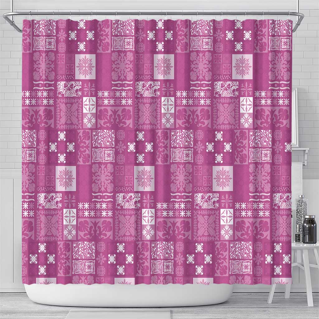 Vintage Hawaiian Quilting Patterns Shower Curtain Pink Style Tribal Fabric Patchwork LT9 - Polynesian Pride