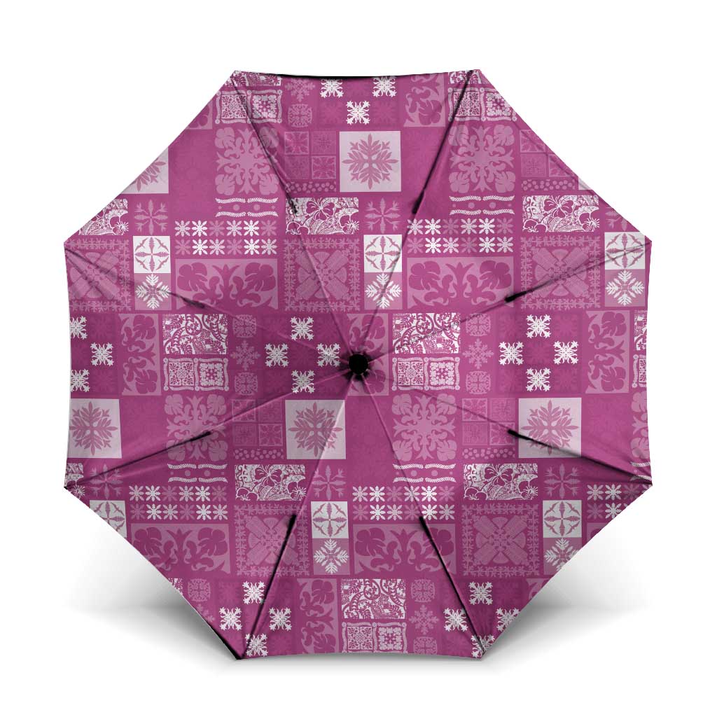 Vintage Hawaiian Quilting Patterns Umbrella Pink Style Tribal Fabric Patchwork LT9 One Size Folded 11.42 inch Opened Diameter 37.4 inch Pink - Polynesian Pride