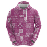 Vintage Hawaiian Quilting Patterns Zip Hoodie Pink Style Tribal Fabric Patchwork LT9 - Polynesian Pride