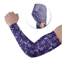 Vintage Hawaiian Quilting Patterns Arm Sleeves Purple Style Tribal Fabric Patchwork LT9 Set of 2 Purple - Polynesian Pride