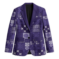 Vintage Hawaiian Quilting Patterns Blazer Purple Style Tribal Fabric Patchwork LT9 Unisex Purple - Polynesian Pride